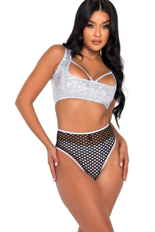 High-Waisted Fishnet Briefs