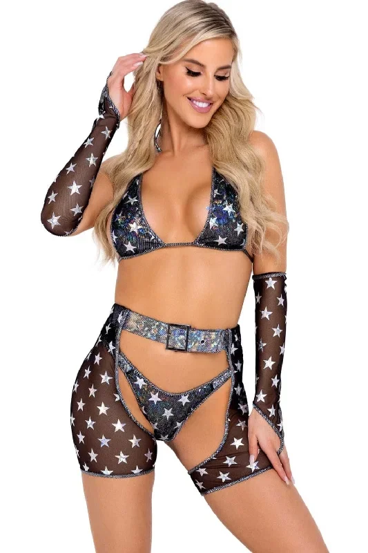 Star Child Black Mesh Chaps with Belt