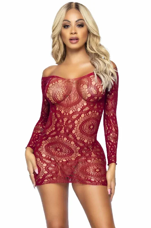 Crochet Lace Long Sleeved Mini Dress