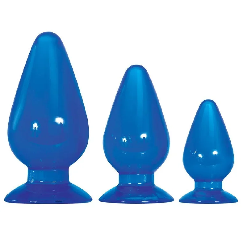 Adam & Eve Big Blue Jelly Backdoor Anal Plugs Playset