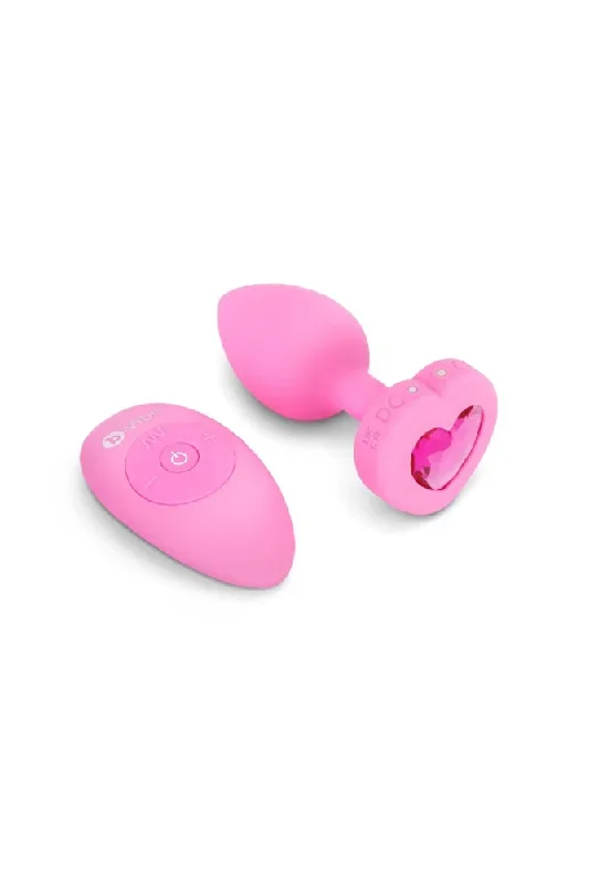 b-Vibe - Vibrating Heart Plug with Remote Control - S/M -Pink