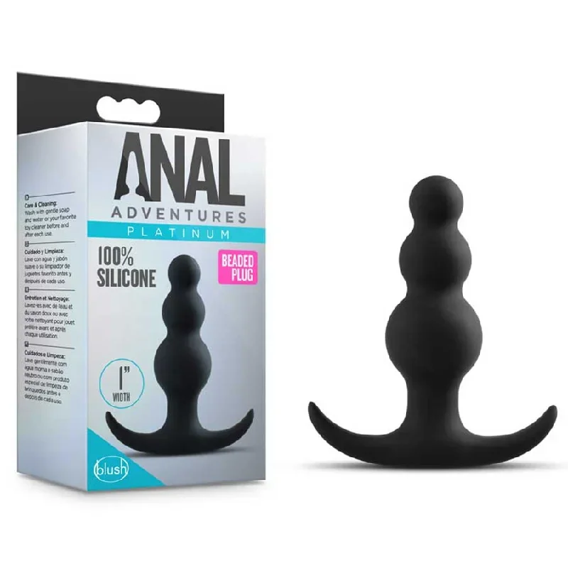 Anal Adventures Platinum Beaded Butt Plug Black by Blush Novelties