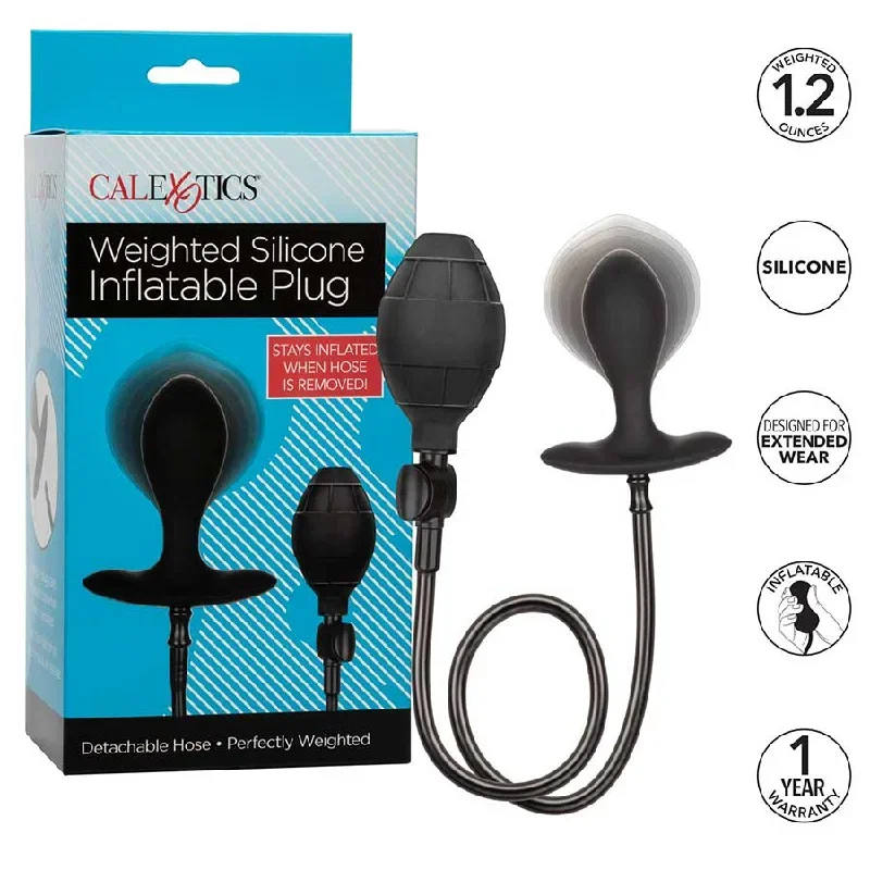 cal-exotics-weighted-black-silicone-inflatable-anal-plug