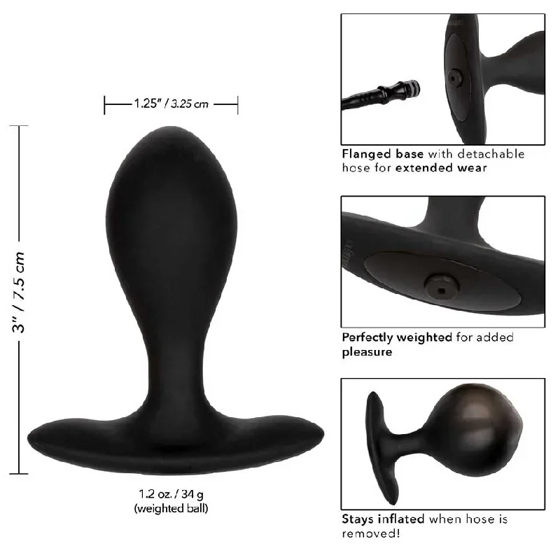 cal-exotics-weighted-black-silicone-inflatable-anal-plug