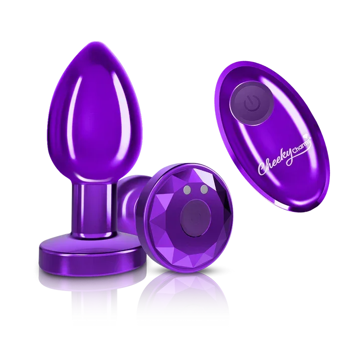 Cheeky Charms Vibrating Metal Butt Plug with Remote Control