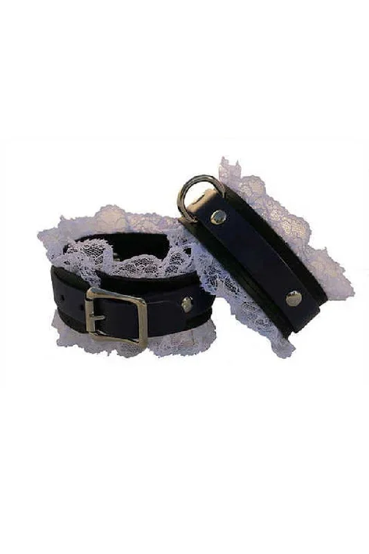 Ego Driven - Mini Fancy Cuffs - Black with White Lace