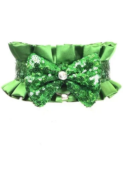 Green Satin & Sequin Costume Choker