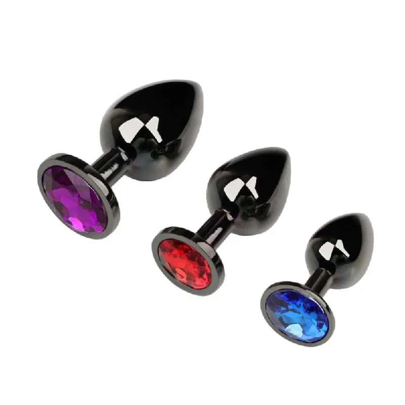 gunmetal-jeweled-princess-plug-3-pc