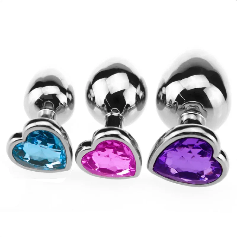 jeweled-heart-shaped-metal-princess-plug-beginner-set-3-colors