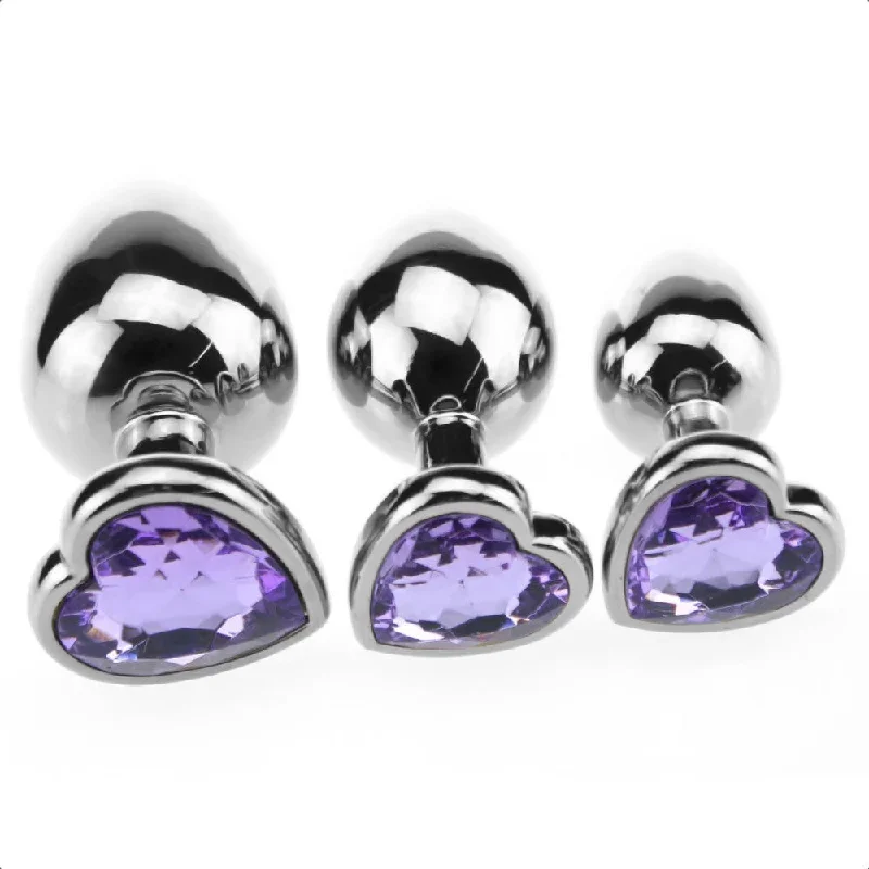 jeweled-heart-shaped-metal-princess-plug-beginner-set-3-colors