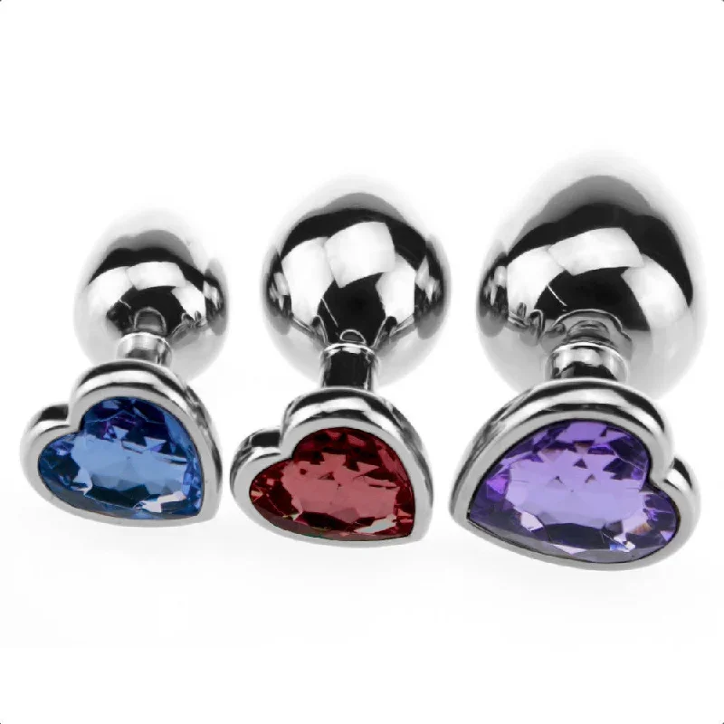 jeweled-heart-shaped-metal-princess-plug-beginner-set-3-colors