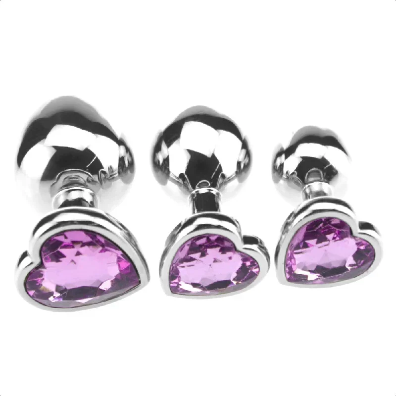 jeweled-heart-shaped-metal-princess-plug-beginner-set-3-colors