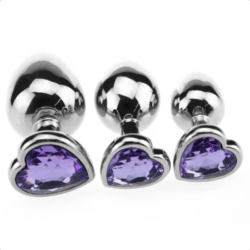 jeweled-heart-shaped-metal-princess-plug-beginner-set-3-colors