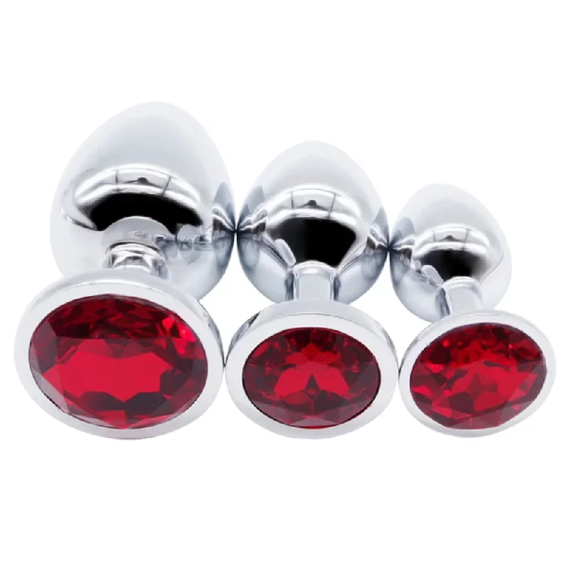 jeweled-stainless-steel-princess-plug-beginner-set-three-colors