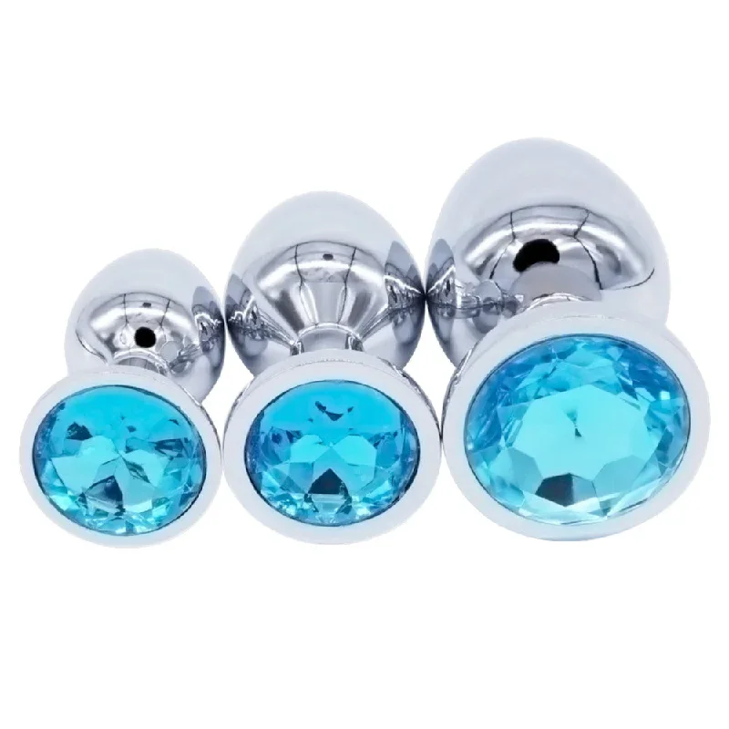 jeweled-stainless-steel-princess-plug-beginner-set-three-colors