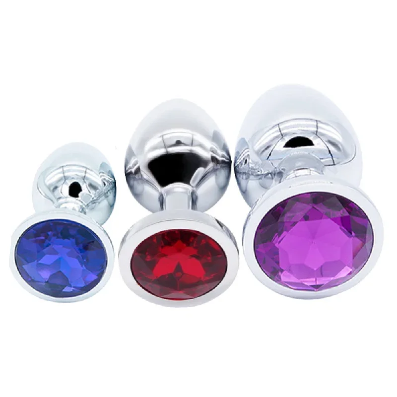 jeweled-stainless-steel-princess-plug-beginner-set-three-colors