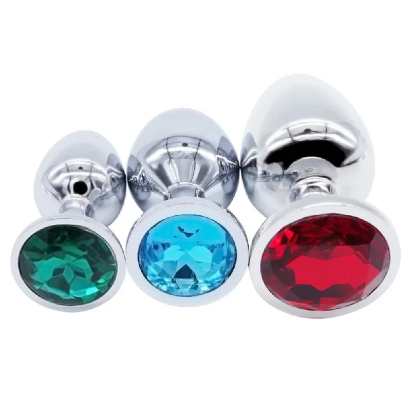 jeweled-stainless-steel-princess-plug-beginner-set-three-colors