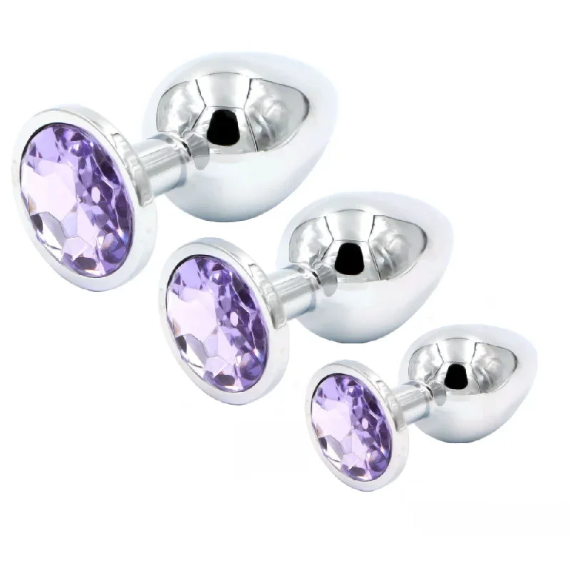 jeweled-stainless-steel-princess-plug-beginner-set-three-colors