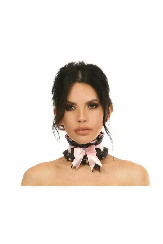 Light Pink and Black Lace Costume Choker