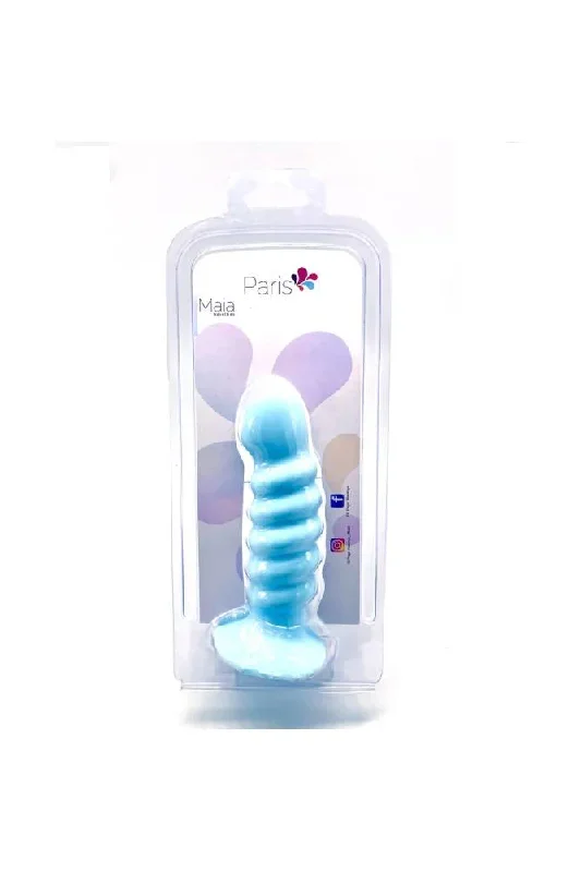 maia-toys-paris-6-ribbed-silicone-dildo-blue