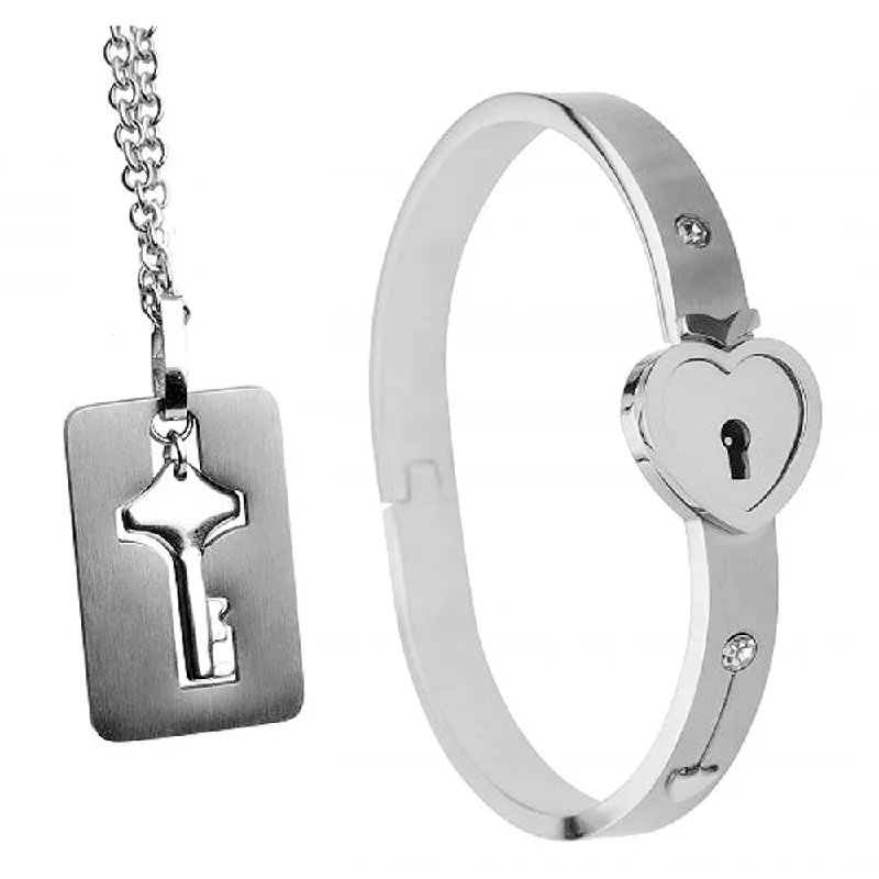 MASTER SERIES CUFFED LOCKING BRACELET AND KEY NECKLACE