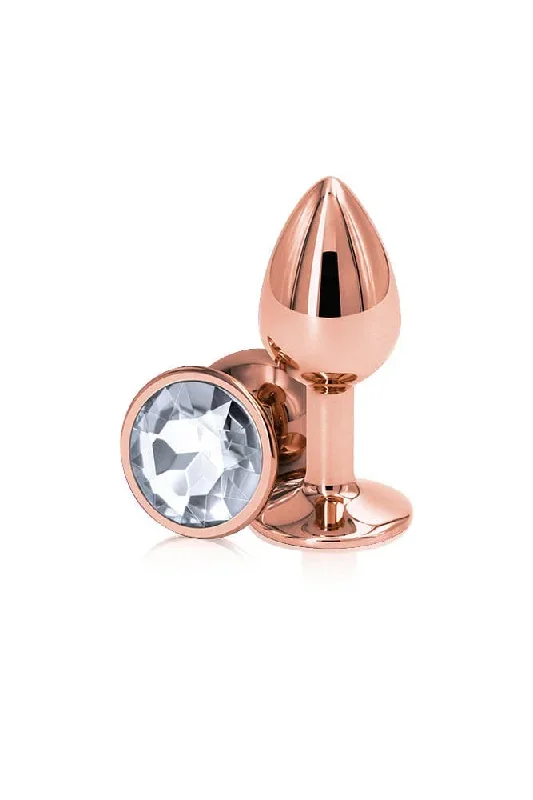 NS Novelties - Rear Assets - Aluminum Butt Plug - Rose Gold/Clear - 2.75 Inch