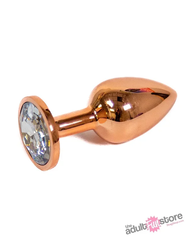 ns-novelties-rear-assets-aluminum-butt-plug-rose-gold-clear-2-75-inch