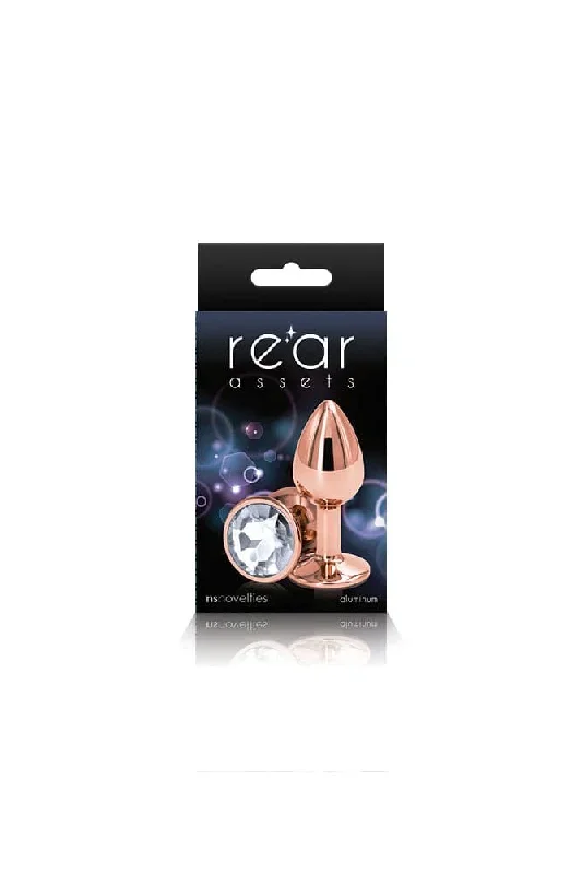 ns-novelties-rear-assets-aluminum-butt-plug-rose-gold-clear-2-75-inch