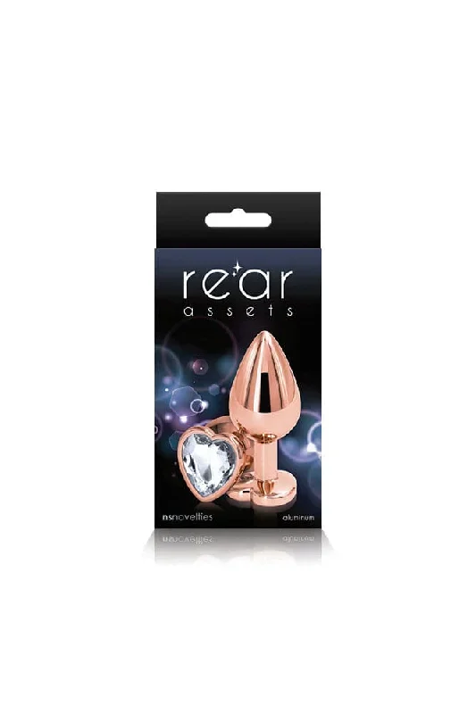 ns-novelties-rear-assets-aluminum-heart-butt-plug-rose-gold-clear-3-25-inch