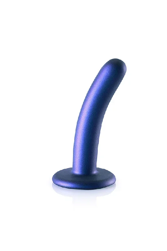 Ouch by Shots Toys - 5"" Smooth Silicone Dildo - Metallic Blue