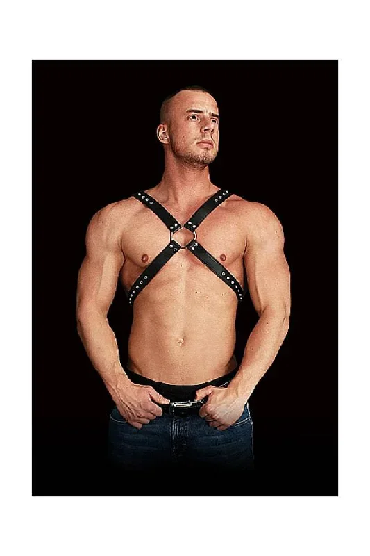 Ouch by Shots Toys - Adonis High Halter Chest Harness - Black