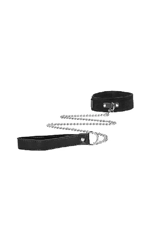 ouch-by-shots-toys-black-white-velcro-collar-with-leash-wrist-cuffs-black