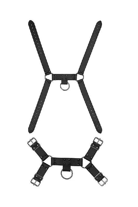 Ouch by Shots Toys - Skulls and Bones - Male Harness with Spikes - Black