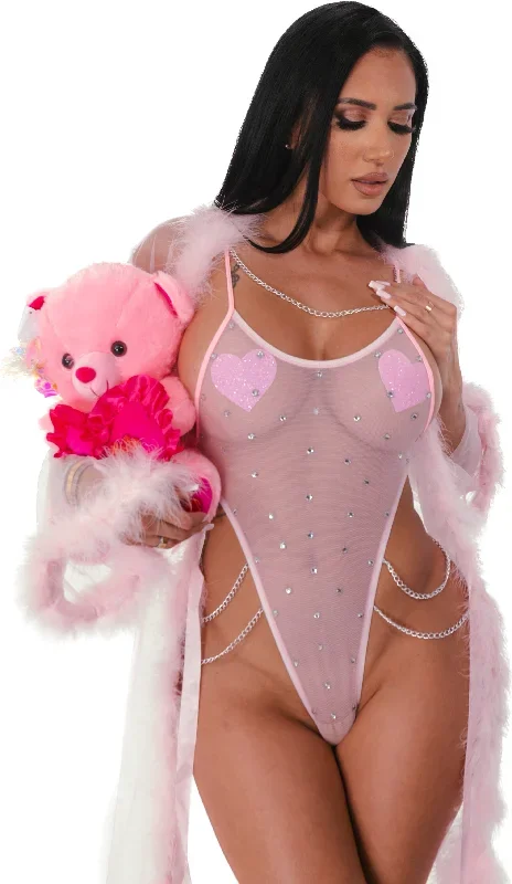 Pink Sweetheart Robe Fur Trim