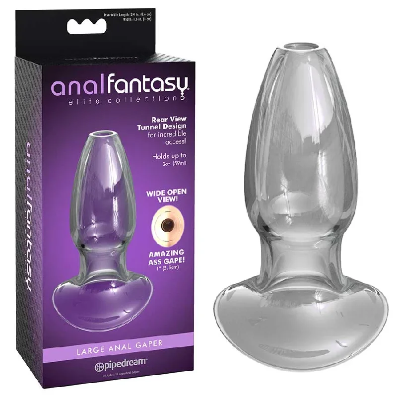 Anal Fantasy Elite Large Anal Gaper Clear Glass Open Tunnel Butt Plug by Pipedream