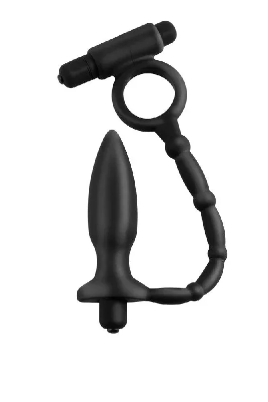 Pipedream - Anal Fantasy - Vibrating Ass-Kicker Plug with Cock Ring - Black