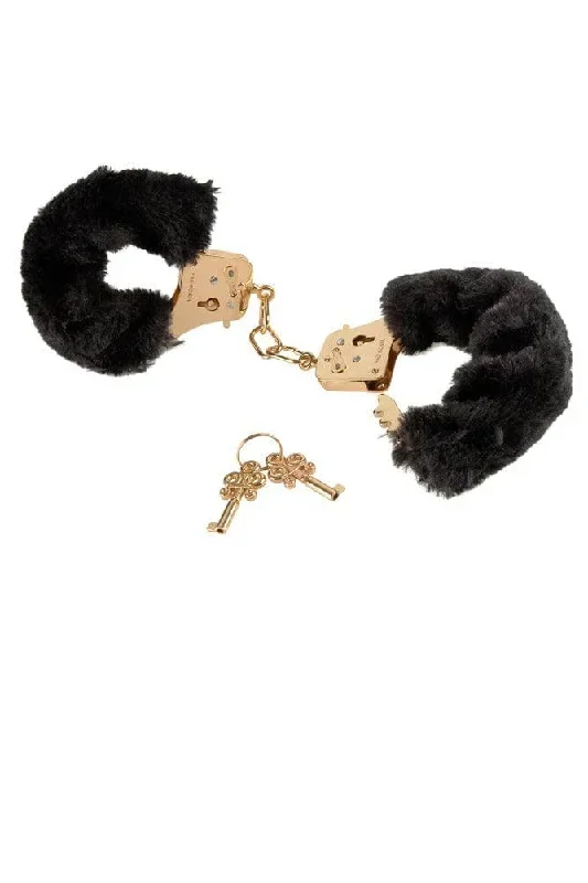 Pipedream - Fetish Fantasy Gold - Deluxe Furry Cuffs - Black/Gold