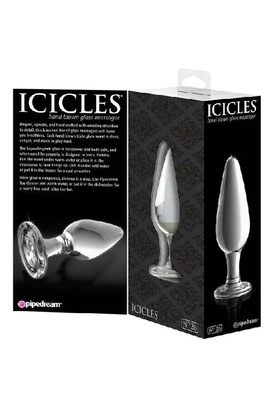 pipedream-icicles-no-26-tapered-glass-butt-plug-clear