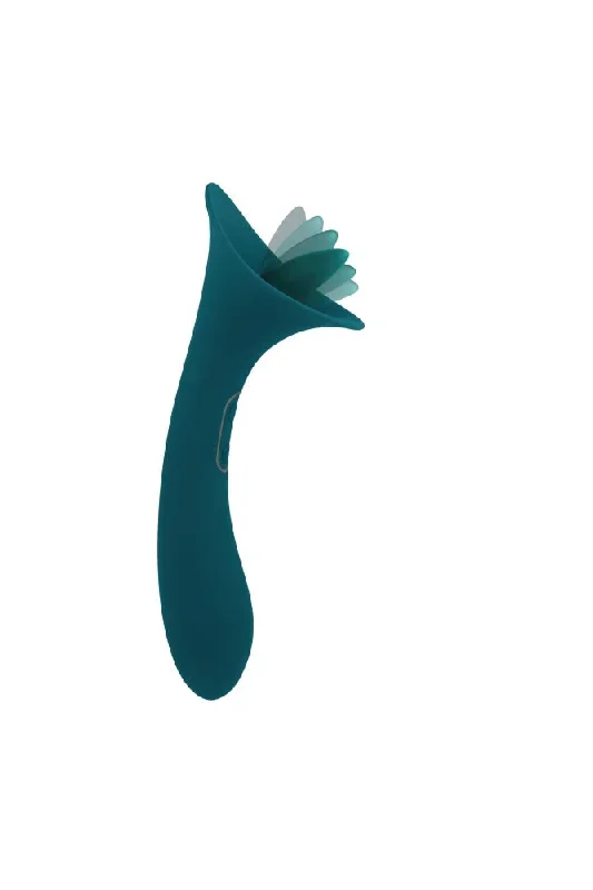 Playboy - True Indulgence Dual-Ended Flickering Tongue Vibrator - Teal