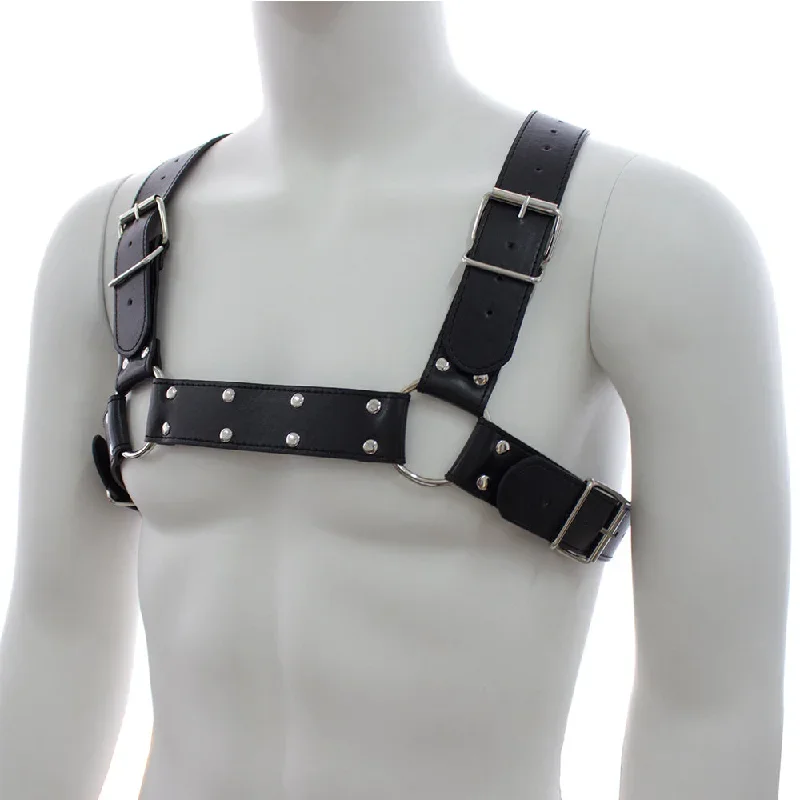 Poison Rose Leather H-Brace Bulldog Chest Harness