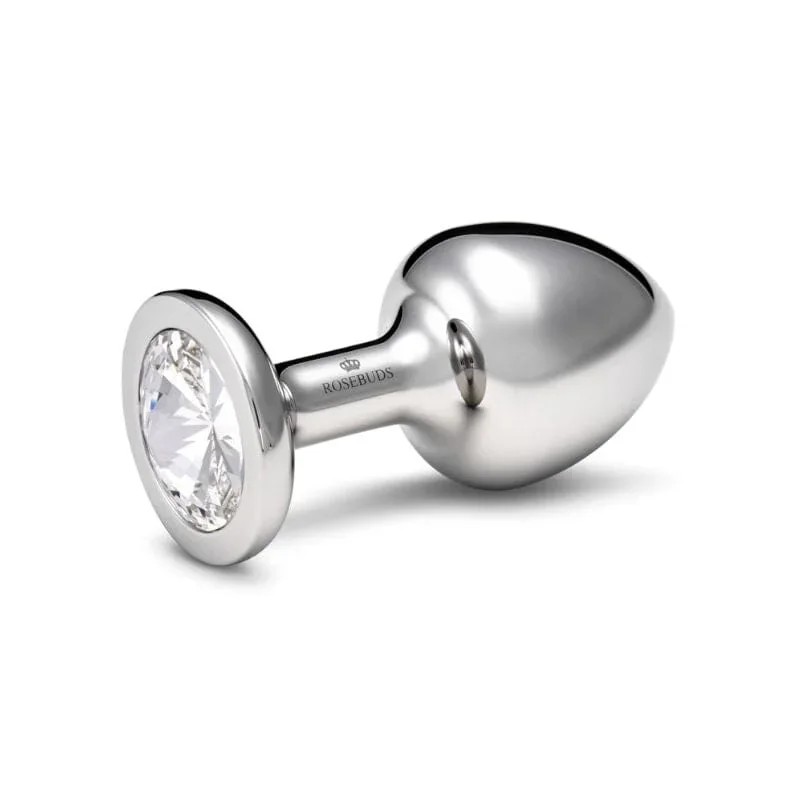 rosebuds-stainless-steel-butt-plug-clear-swarovski-crystal-2-sizes