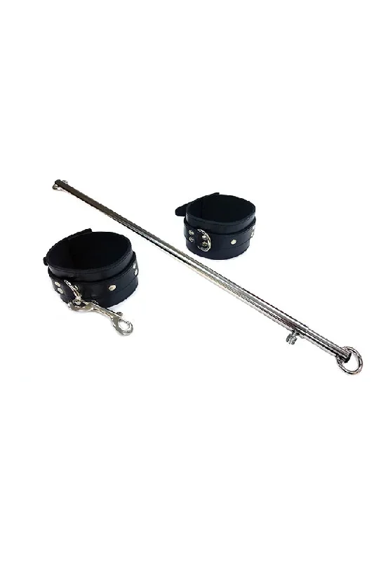 Rouge Garments - Adjustable Steel Leg Spreader Bar with Leather Cuffs -Black