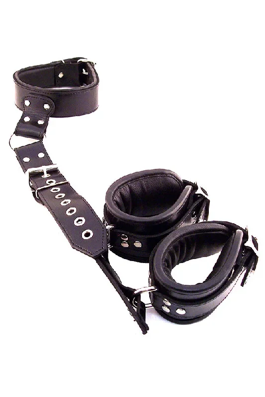 Rouge Garments - Leather Neck to Wrist Restraint - Black