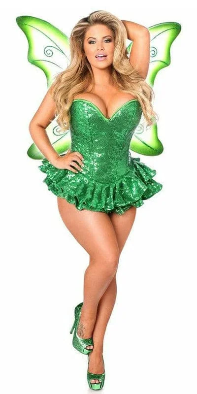 Sexy Deluxe Sequin Green Fairy Corset Dress Halloween Costume