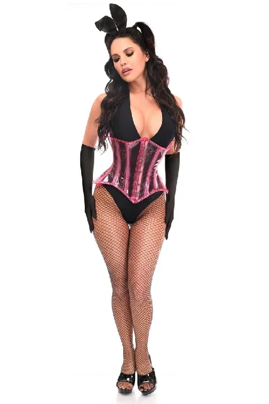 Sexy Four Piece Pink Festival Bunny Corset Costume