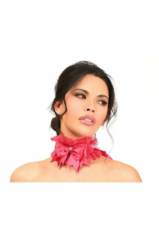 Sexy Fuchsia Lace Costume Choker