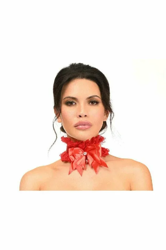 Sexy Red Lace Costume Choker