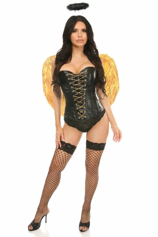 Sexy Three Piece Golden Gothic Angel Corset Costume