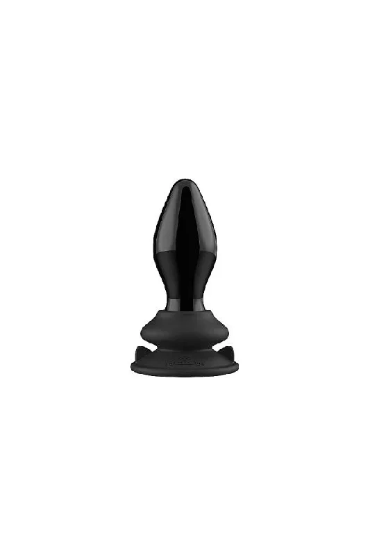 Shots Toys - Chrystalino - Stretchy Vibrating Glass Anal Plug with Suction Cup & Remote - Black