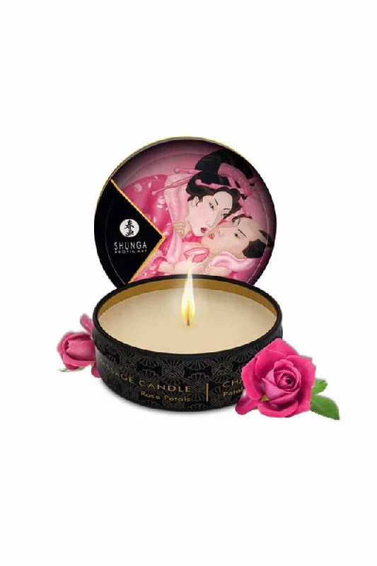 Shunga - Mini Massage Oil Candle - 1oz - Rose Petals